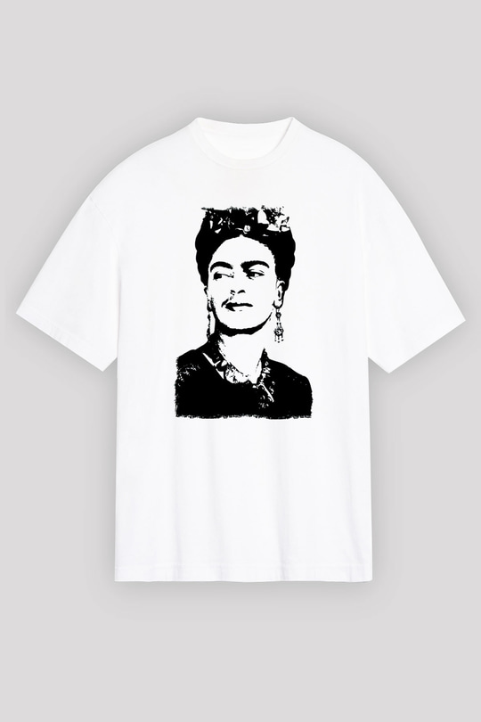 Frida Kahlo Beyaz Oversize Tişört Oversize T-shirt - TişörtFabrikası