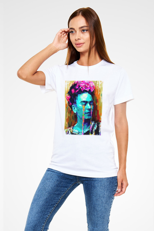 Frida Kahlo Beyaz Unisex Tişört T-Shirt - TişörtFabrikası