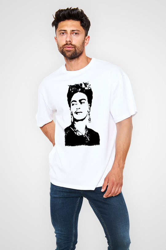 Frida Kahlo Beyaz Oversize Tişört Oversize T-shirt - TişörtFabrikası