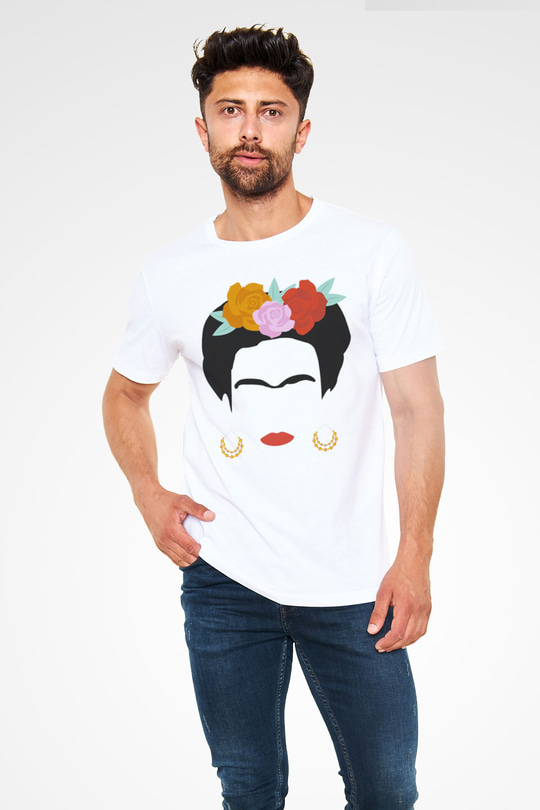 Frida Kahlo Beyaz Unisex Tişört T-Shirt - TişörtFabrikası