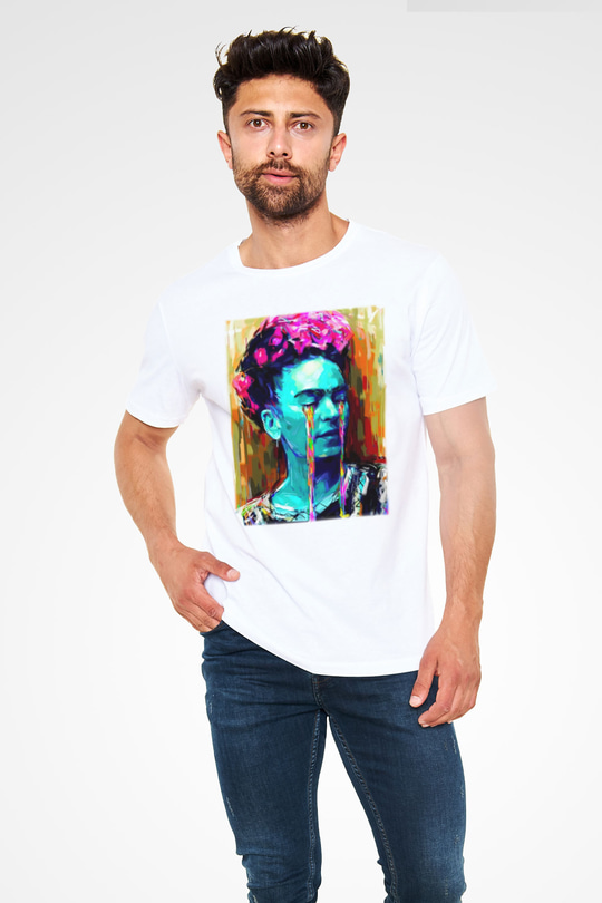 Frida Kahlo Beyaz Unisex Tişört T-Shirt - TişörtFabrikası