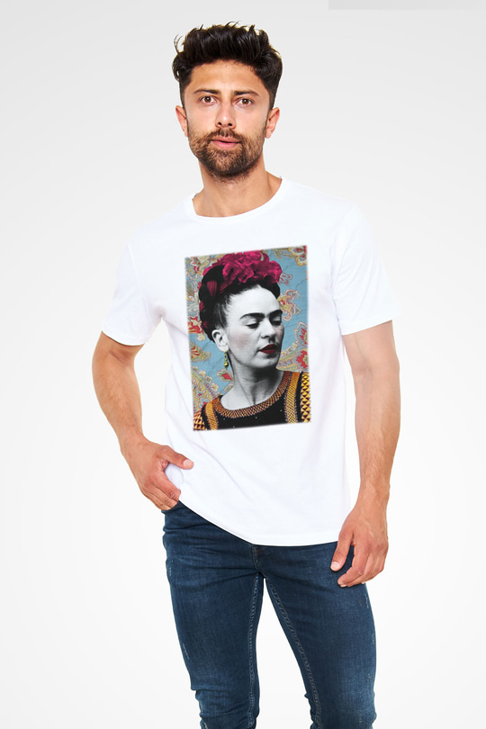 Frida Kahlo Beyaz Unisex Tişört T-Shirt - TişörtFabrikası
