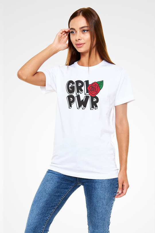 Frida Kahlo Girl Power - Grl Pwr Beyaz Unisex Tişört T-Shirt - TişörtFabrikası