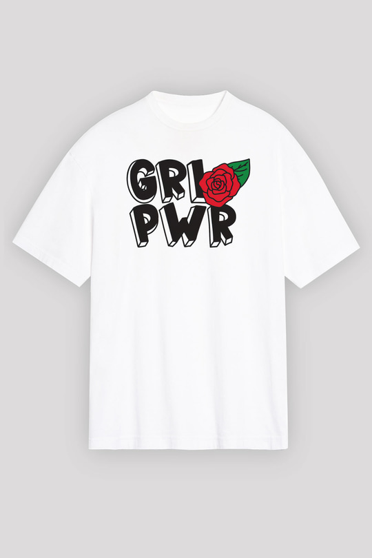 Frida Kahlo Girl Power - Grl Pwr Beyaz Oversize Tişört Oversize T-shirt - TişörtFabrikası