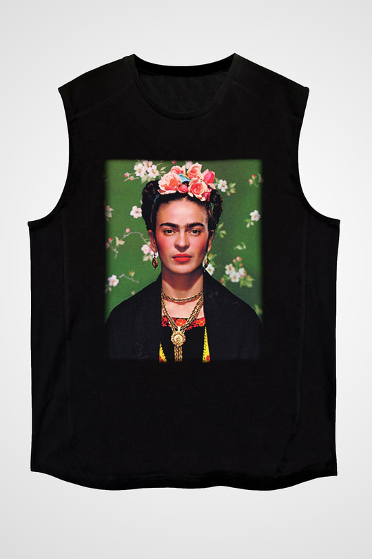 Frida Kahlo Siyah Unisex Kolsuz Tişört