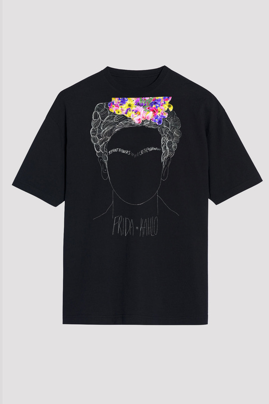 Frida Kahlo Siyah Unisex Oversize Tişört T-Shirt