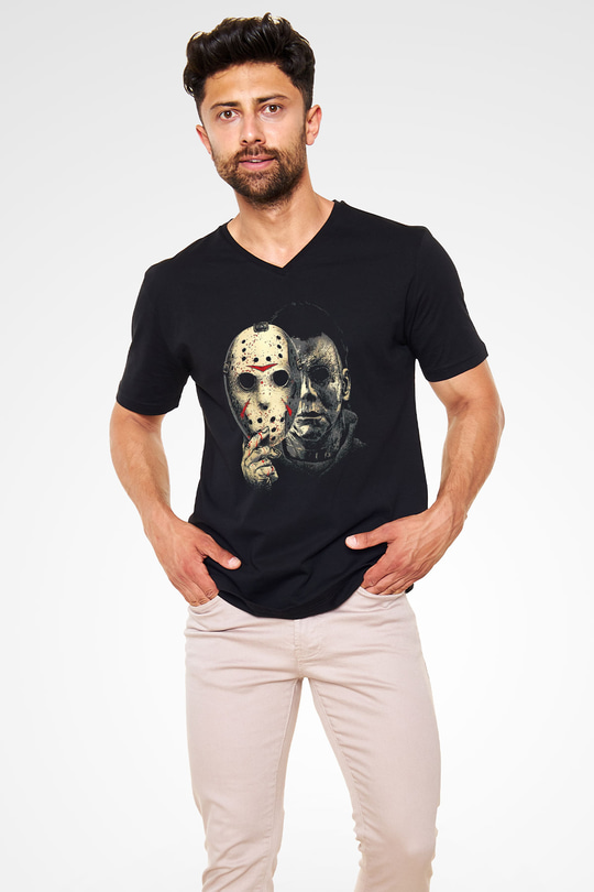 Friday the 13th 13.Cuma Siyah Unisex  V Yaka Tişört