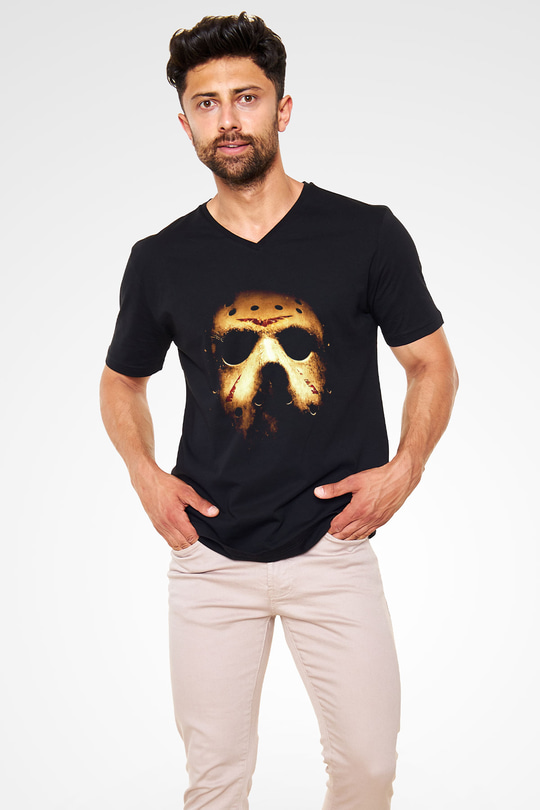 Friday the 13th 13.Cuma Siyah Unisex V Yaka Tişört