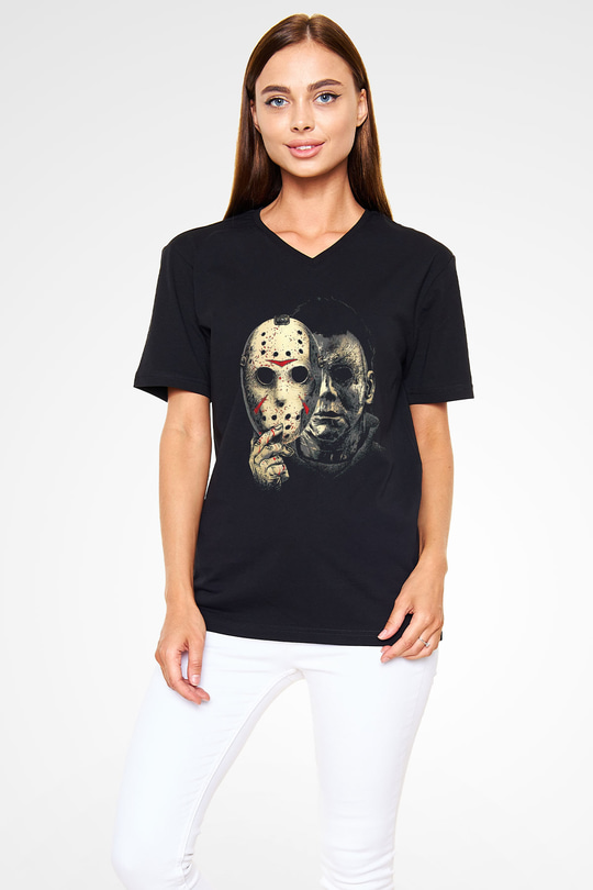 Friday the 13th 13.Cuma Siyah Unisex  V Yaka Tişört