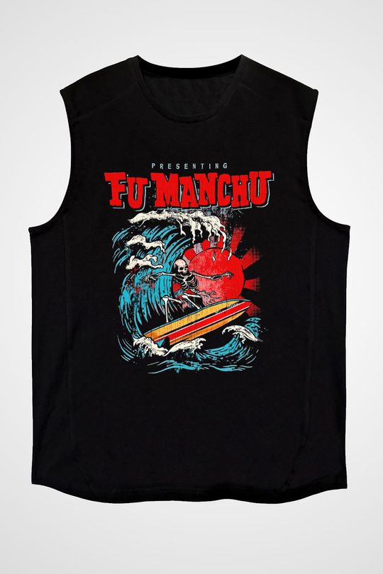 Fu Manchu Siyah Unisex Kolsuz Tişört