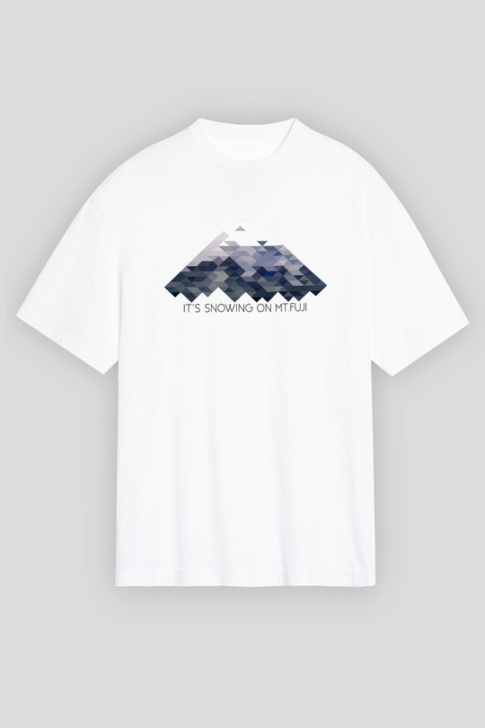 Fuji Dağı Beyaz Unisex Oversize Tişört T-Shirt