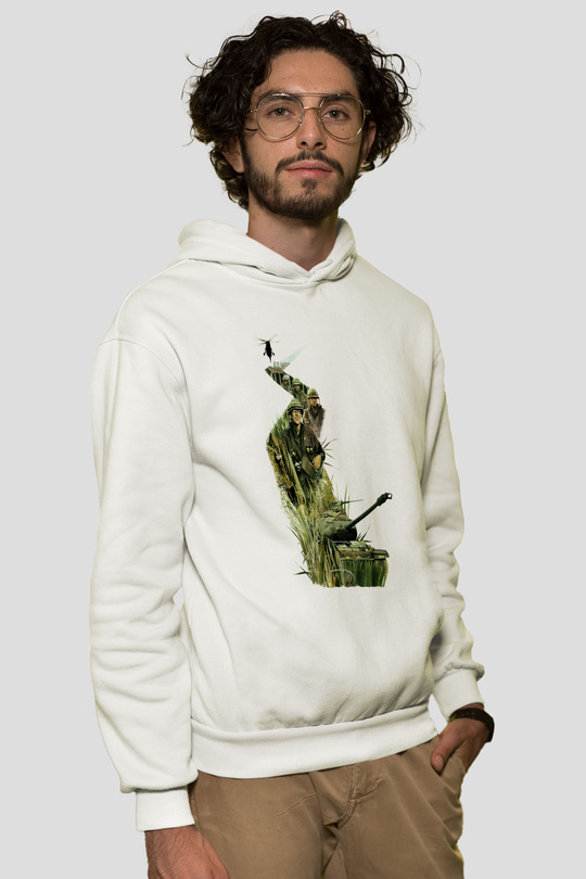 Full Metal Jacket Baskılı Beyaz Unisex Kapüşonlu Sweatshirt