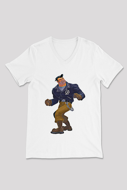 Full Throttle Baskılı Beyaz Unisex V Yaka Tişört - Tshirt