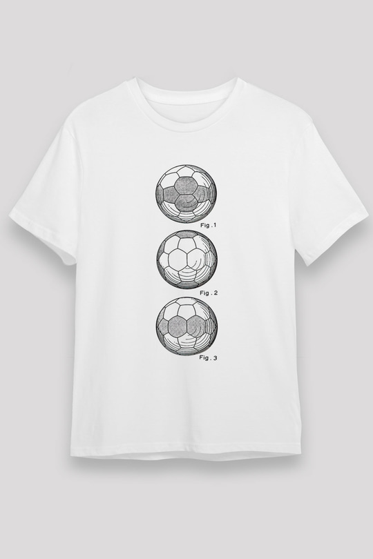 Futbol Baskılı Unisex Beyaz Tişört - Tshirt