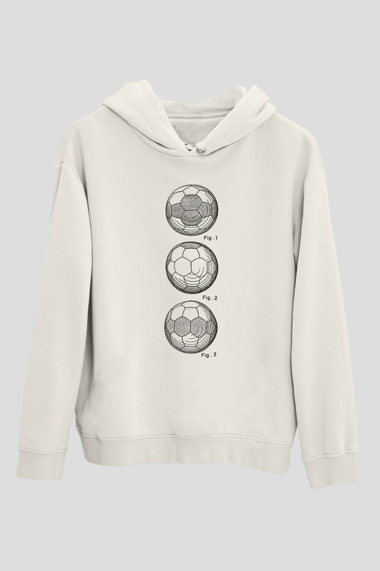 Futbol Baskılı Unisex Ekru Hoodie