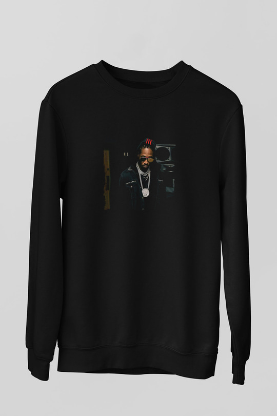 Future Baskılı Unisex Siyah Sweatshirt