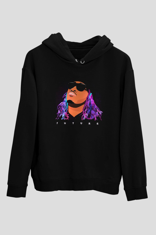 Future Siyah Unisex Kapüşonlu Sweatshirt