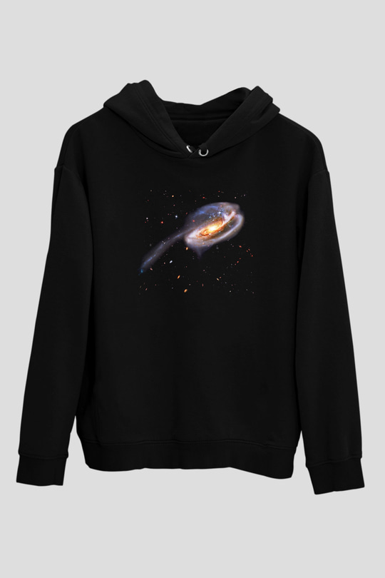 Galaksi Siyah Unisex Kapüşonlu Sweatshirt
