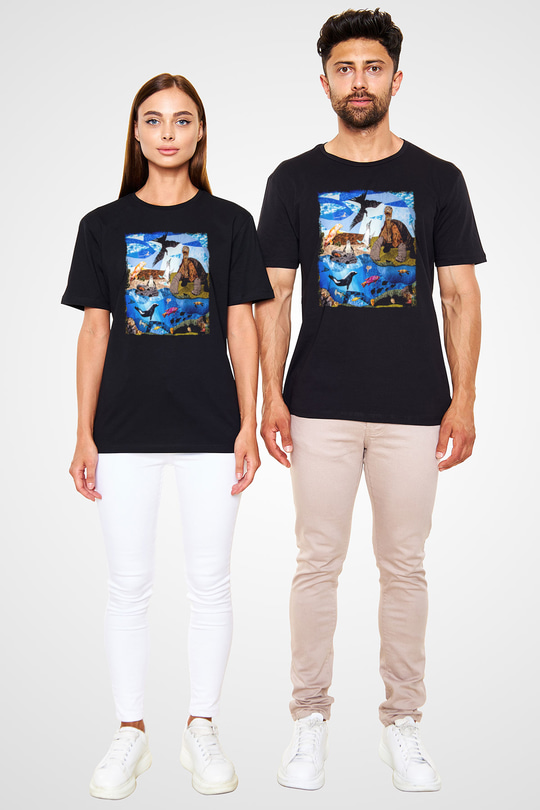 Galapagos Adaları Siyah Unisex Tişört T-Shirt - TişörtFabrikası