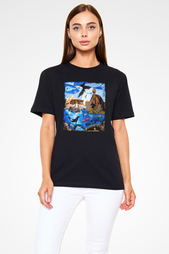Galapagos Adaları Siyah Unisex Tişört T-Shirt - TişörtFabrikası