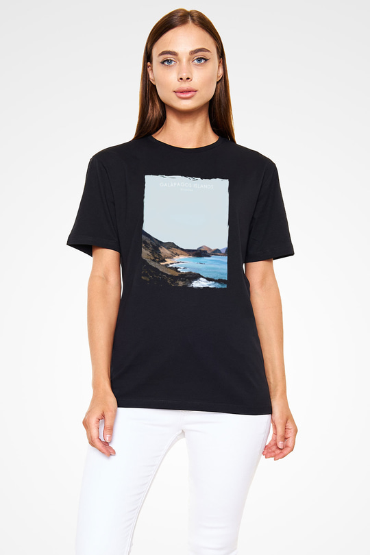 Galapagos Adaları Siyah Unisex Tişört T-Shirt - TişörtFabrikası