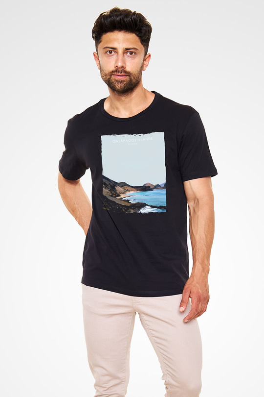 Galapagos Adaları Siyah Unisex Tişört T-Shirt - TişörtFabrikası
