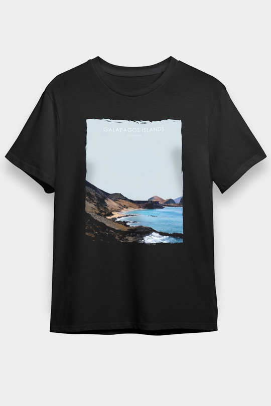 Galapagos Adaları Siyah Unisex Tişört T-Shirt - TişörtFabrikası