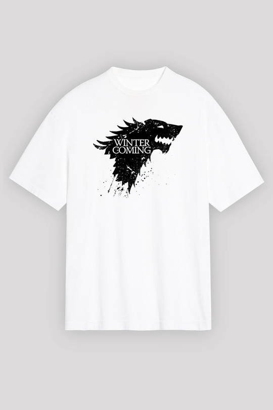 Game of Thrones Beyaz Unisex Oversize Tişört T-Shirt