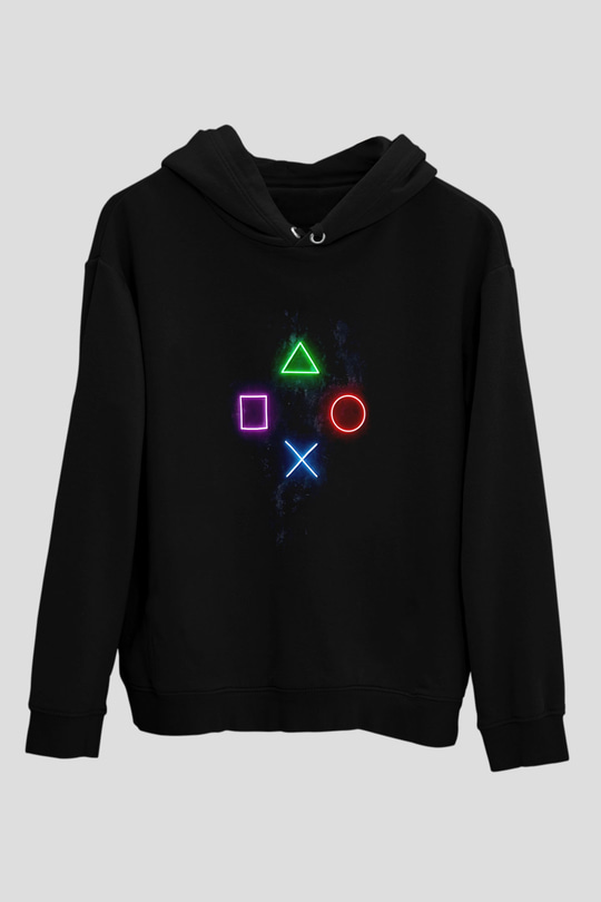 Game TemalıSiyah  Unisex Hoodie