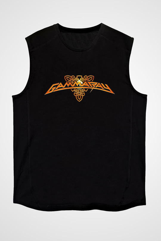 Gammaray Baskılı Unisex Siyah Kolsuz Tişört - Tshirt