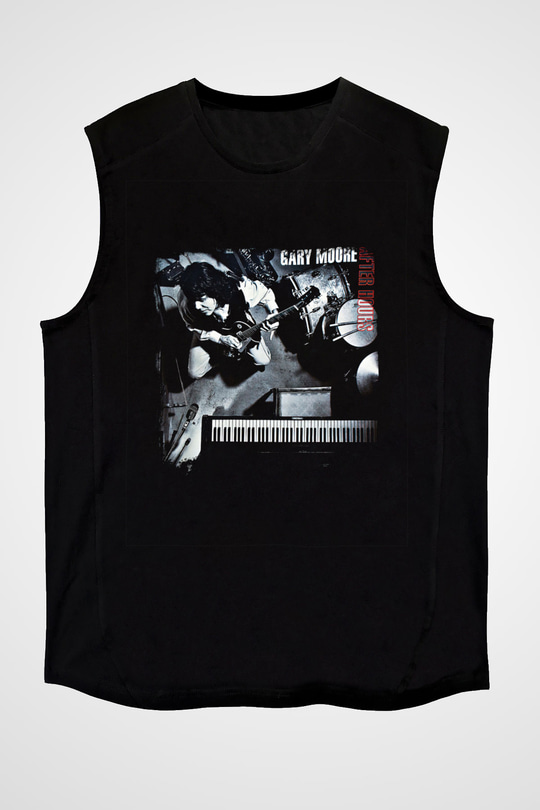 Gary Moore Baskılı Unisex Siyah Kolsuz Tişört
