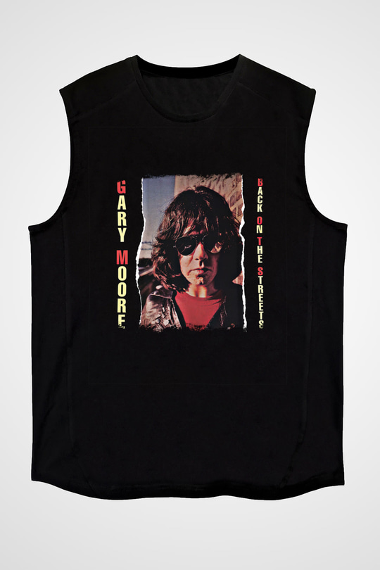 Gary Moore Baskılı Unisex Siyah Kolsuz Tişört