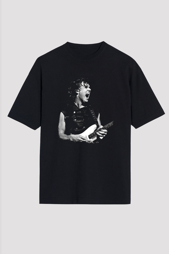 Gary Moore Baskılı Unisex Siyah Oversize Tişört