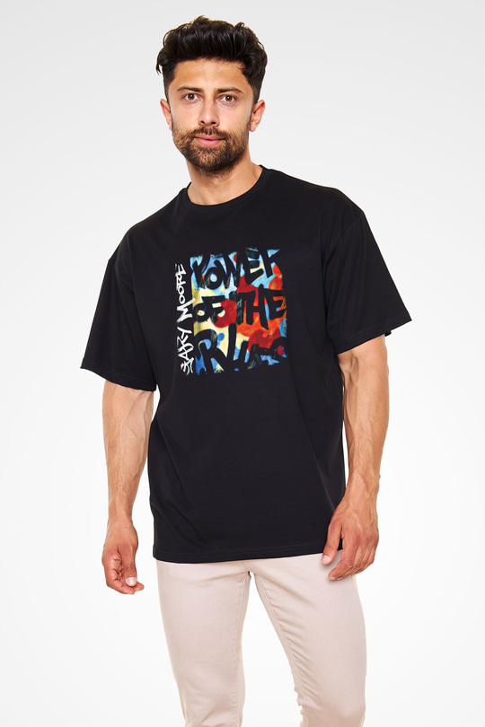 Gary Moore Baskılı Unisex Siyah Oversize Tişört