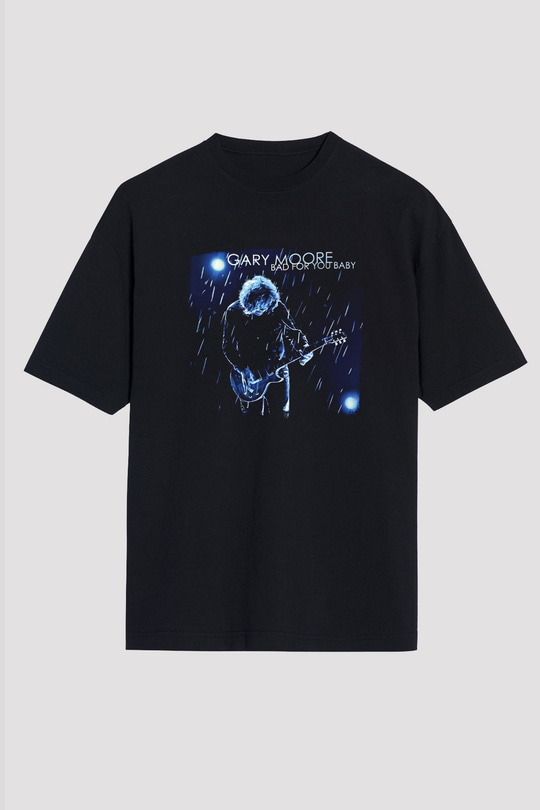 Gary Moore Baskılı Unisex Siyah Oversize Tişört