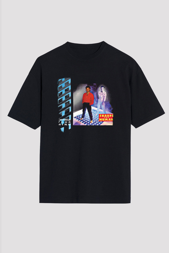 Gary Numan Baskılı Unisex Siyah Oversize Tişört