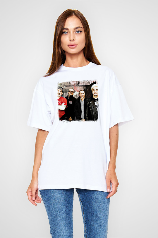 GBH Baskılı Unisex Beyaz Oversize Tişört