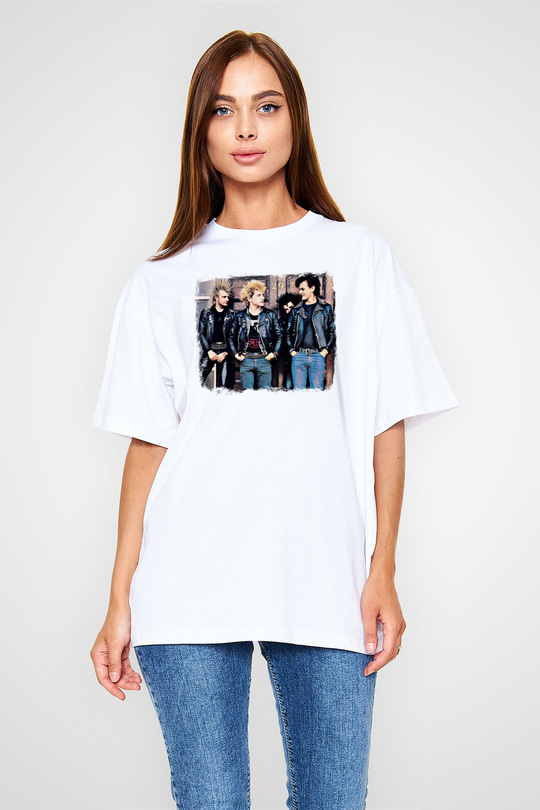 GBH Baskılı Unisex Beyaz Oversize Tişört