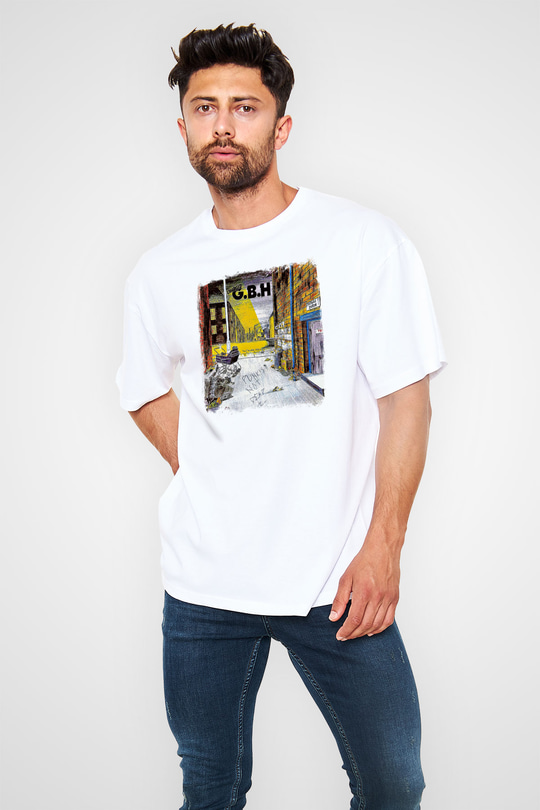 GBH Baskılı Unisex Beyaz Oversize Tişört