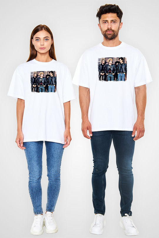 GBH Baskılı Unisex Beyaz Oversize Tişört