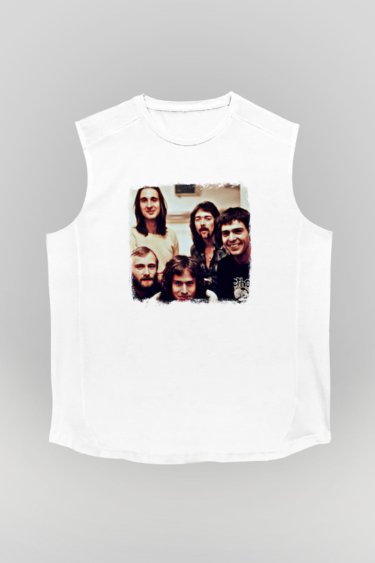 Genesis Baskılı Unisex Beyaz Kolsuz Tişört