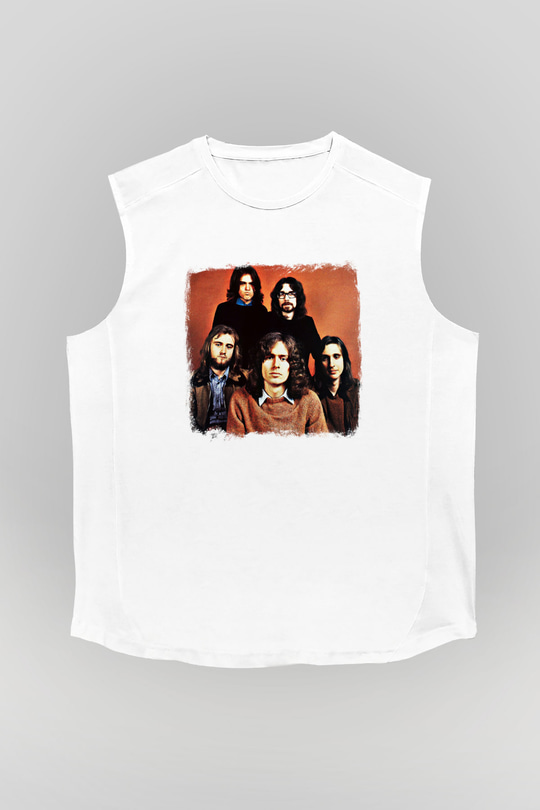 Genesis Baskılı Unisex Beyaz Kolsuz Tişört