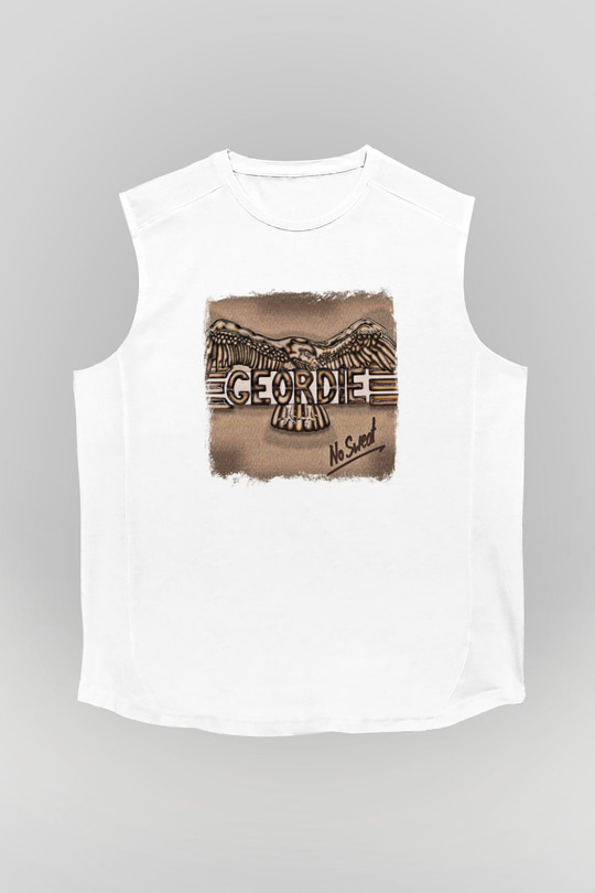 Geordie Baskılı Unisex Beyaz Kolsuz Tişört