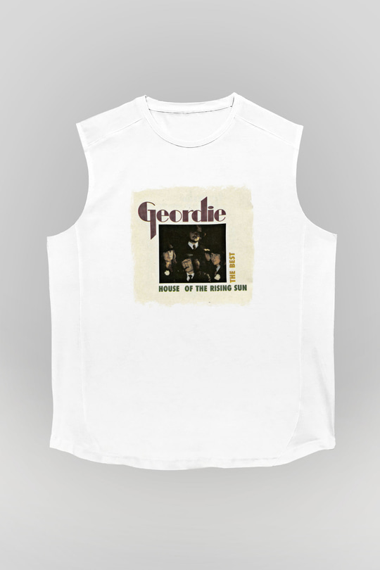 Geordie Baskılı Unisex Beyaz Kolsuz Tişört