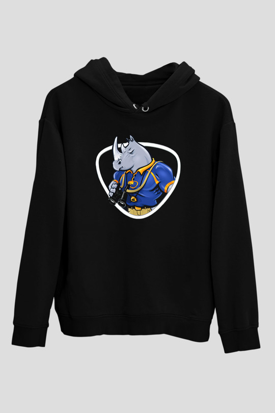 Gergedan Siyah Unisex Hoodie