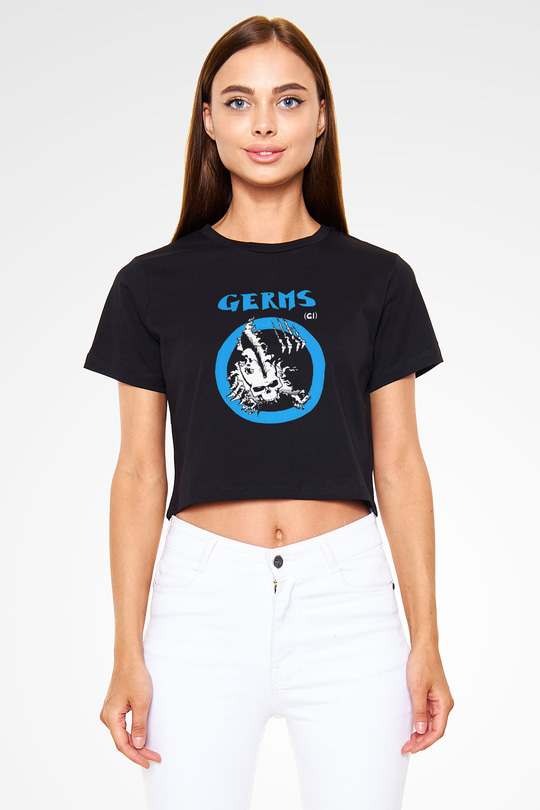 Germs Siyah Crop Top Tişört