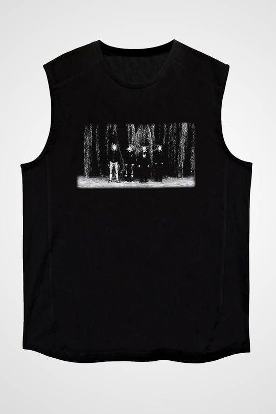 Ghost Bath Baskılı Unisex Siyah Kolsuz Tişört - Tshirt