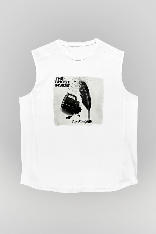 Ghost Inside Baskılı Unisex Beyaz Kolsuz Tişört