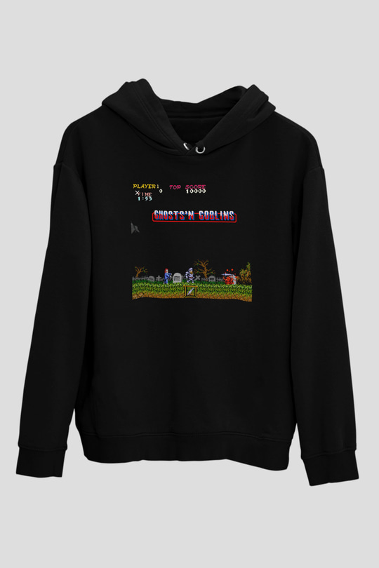 Ghosts n Goblins Siyah Unisex Hoodie