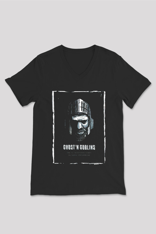 Ghosts n Goblins Siyah Unisex V Yaka Tişört